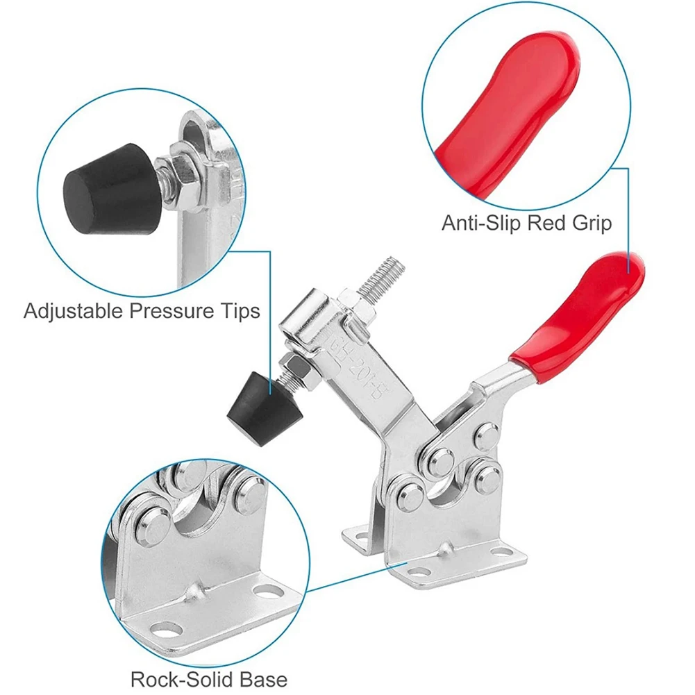 Tools Clamp Toggle Quick Release Silver + Red Toggle Clamp 110Lbs/50kg 5Pcs GH-101-A Galvanized Iron + Plastic
Tools Clamp Toggle Quick Release Silver + Red Toggle Clamp 110Lbs/50kg 5Pcs GH-101-A Galvanized Iron + Plastic