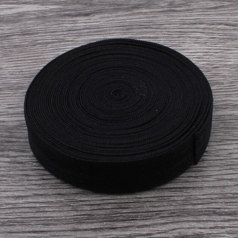 

50yards/lot 5/8" (16mm) Black Shiny Solid Fold Over Elastic Ribbon FOE for Elastic Headbands Hair Ties Hairbow