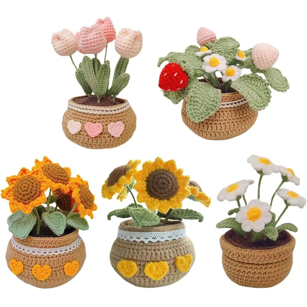 

Crochet Crochet Kit Knit Kits Tulip Flowerpot Flower Crochet Kit Sunflower Multicolored Yarn Crochet Starter Kit