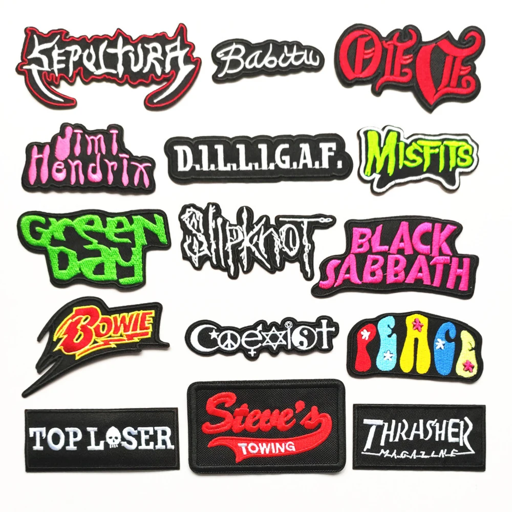 Clothing Thermoadhesive Patches Hippie Rock Band Patch on Clothes Iron on Band Letters Patches for Clothing Stickers Punk Badges 
Clothing Thermoadhesive Patches Hippie Rock Band Patch on Clothes Iron on Band Letters Patches for Clothing Stickers Punk Badges