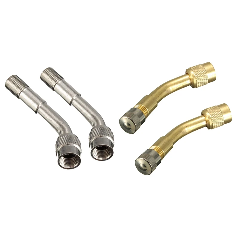 4 Pcs 135 Degree Angle Air Tyre Valve Extension Adaptor Long Shank, 2 Pcs Gold & 2 Pcs Silver
4 Pcs 135 Degree Angle Air Tyre Valve Extension Adaptor Long Shank, 2 Pcs Gold & 2 Pcs Silver