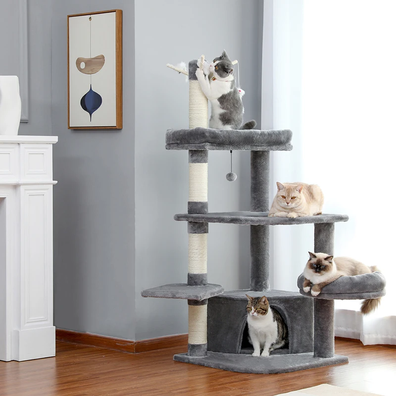 H146CM Cat Tree Condo with Sisal Scratching Post Multi-Level Large Cat Tower with Mouse Toys Spacious Perch когтеточка для кошек
H146CM Cat Tree Condo with Sisal Scratching Post Multi-Level Large Cat Tower with Mouse Toys Spacious Perch когтеточка для кошек