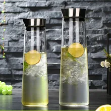 1L/1.5L Thickened Glass Water Bottle With Stainless Steel Lid Cold Water Jug Pitcher Boiling Water Juice Glass Pitcher Bottle