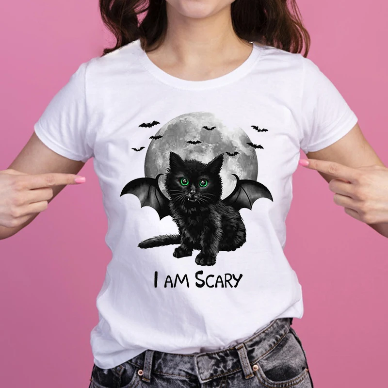 Women's T-shirts Cat with Wings I'm Scary Printed Summer Female Streetwear Cute moon Graphic Print Tee Lovely T Shirts
Women's T-shirts Cat with Wings I'm Scary Printed Summer Female Streetwear Cute moon Graphic Print Tee Lovely T Shirts