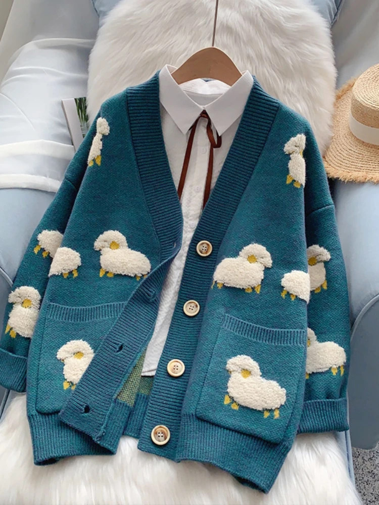 2022 Women Cardigans Knitcoat V Neck Sheep Sweaters Warm Knitwear Korean fashion Sueter Mujer Long Jacket
2022 Women Cardigans Knitcoat V Neck Sheep Sweaters Warm Knitwear Korean fashion Sueter Mujer Long Jacket