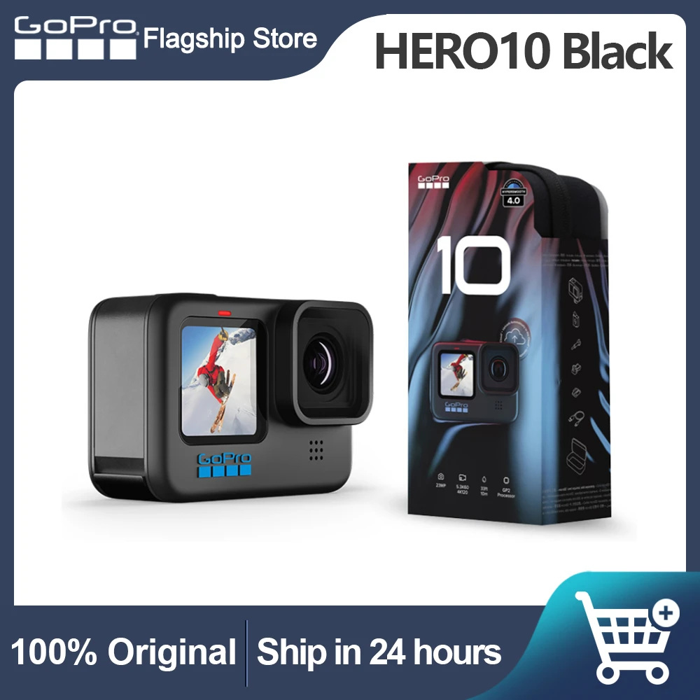 Экшн-Камера GoPro HERO 10 Black экран 5 3k60 + 4K12 0 Спортивная камера 23 МП GP2 Водонепроницаемая