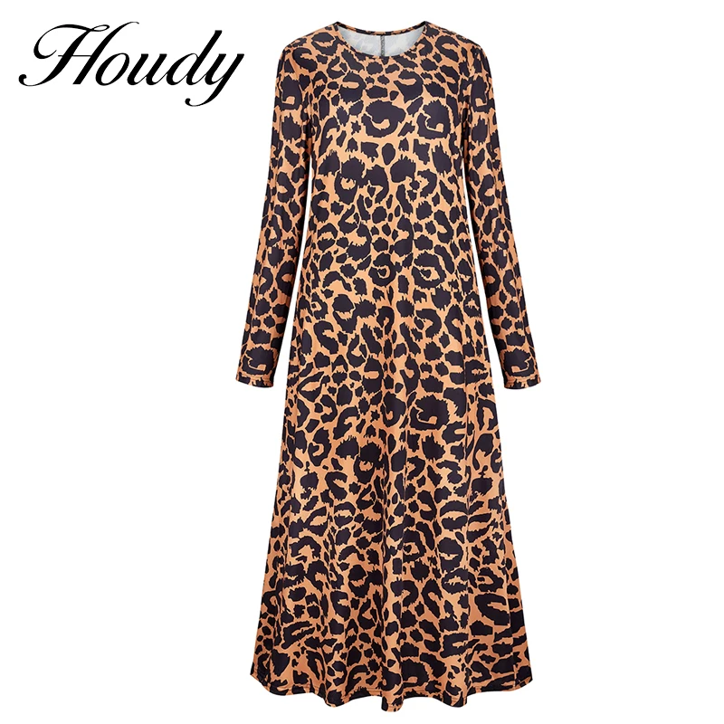 

Women's Traf Za Sexy Leopard Print V Neck Long Dresses Casual Fashion Lantern Long Sleeves Dresses Loose Elegant Party Dress