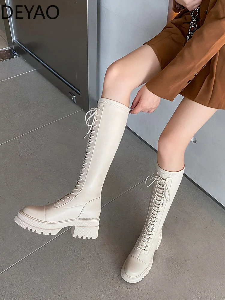 Slim Women Long Boots High Quality Soft Leather Ladies Cross Lace Up Knight Boots Fashion Non Slip High Heel Knee-high Boots
Slim Women Long Boots High Quality Soft Leather Ladies Cross Lace Up Knight Boots Fashion Non Slip High Heel Knee-high Boots