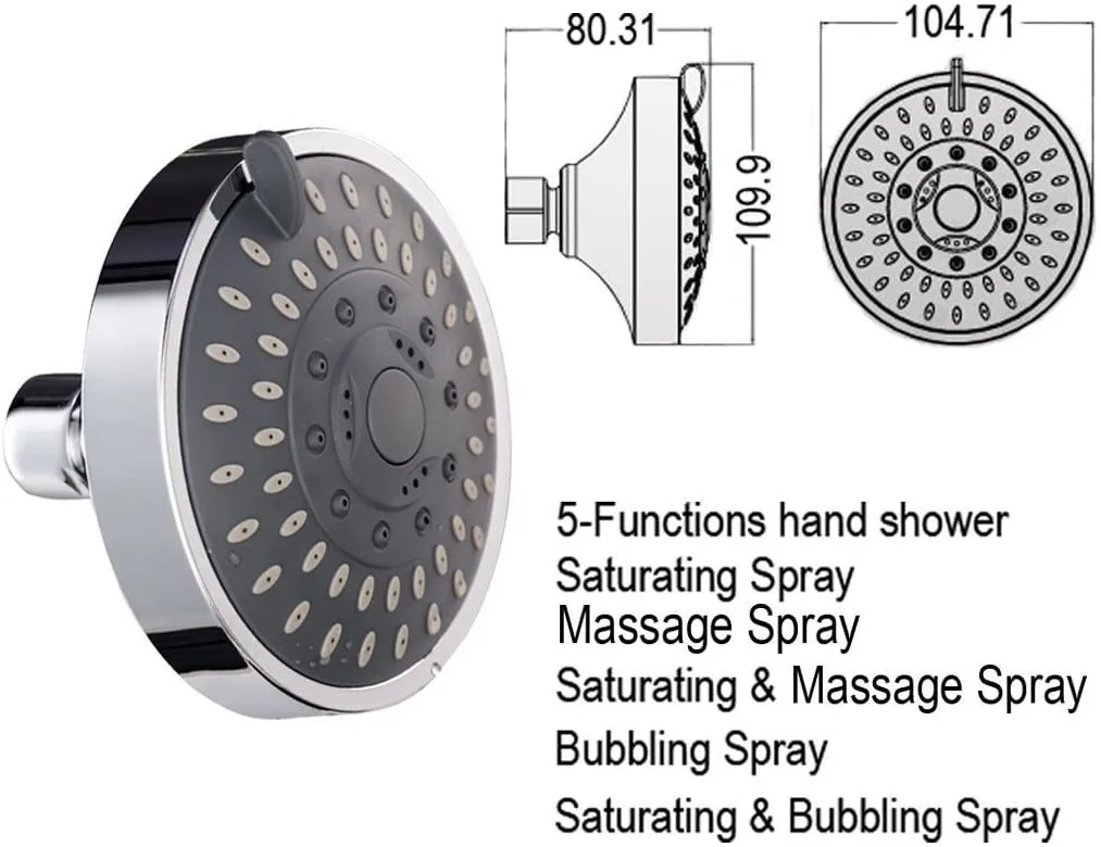 High Pressure Shower Head Sprayer 4 Inch 5 Setting Adjustable Rainfall Bathroom SPA Shower Head ABS Chrome Handheld Water Saving
High Pressure Shower Head Sprayer 4 Inch 5 Setting Adjustable Rainfall Bathroom SPA Shower Head ABS Chrome Handheld Water Saving