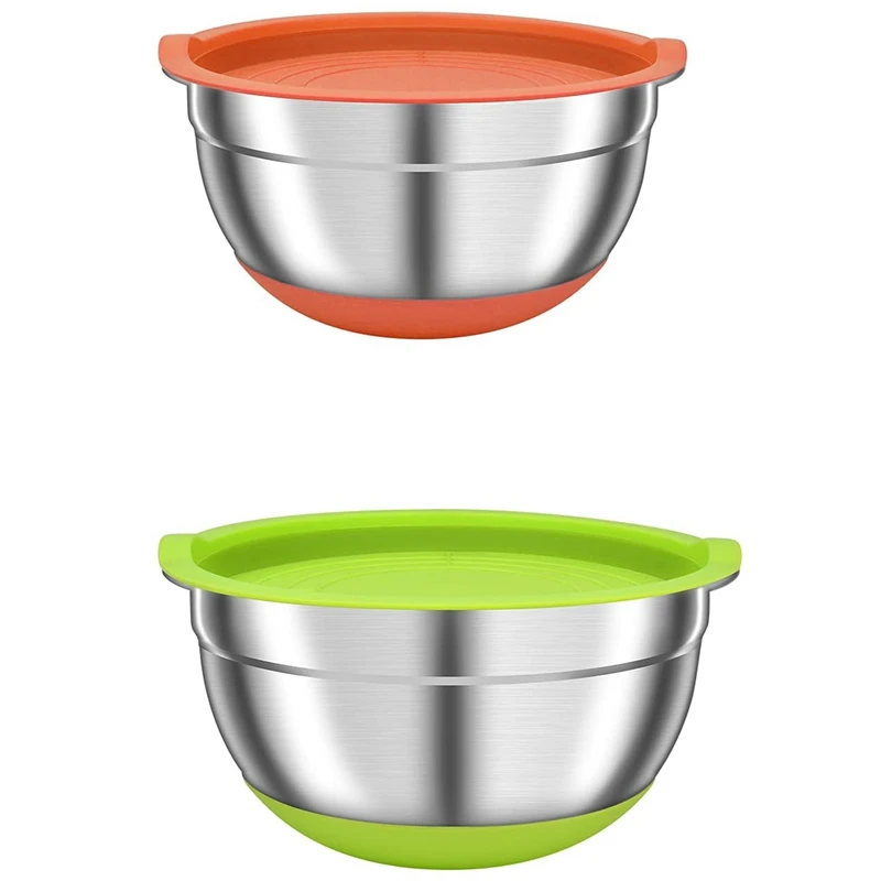 2 Pack Mixing Bowls with Airtight Lids, Colorful Stainless Steel Metal Nesting Bowls for Kitchen, Non-Slip Silicone
2 Pack Mixing Bowls with Airtight Lids, Colorful Stainless Steel Metal Nesting Bowls for Kitchen, Non-Slip Silicone