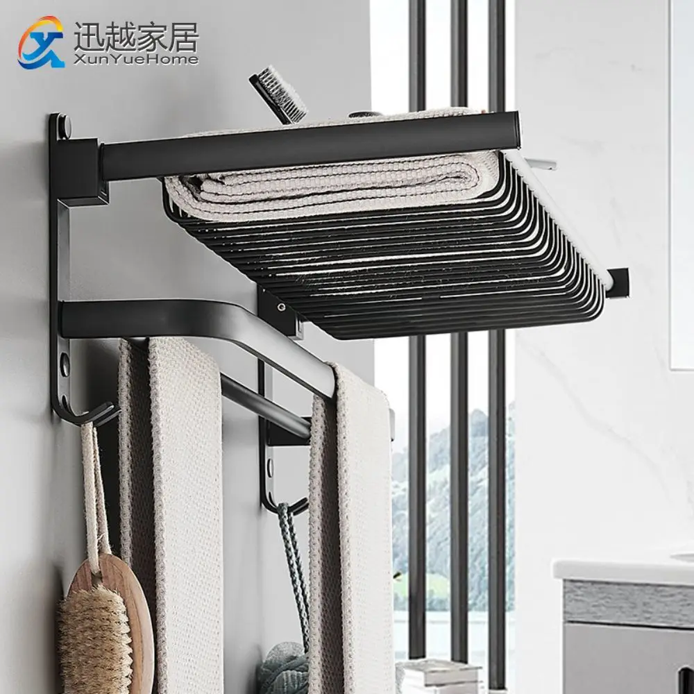 Towel Rack Basket Shower Holder Bathroom Accessories Folding Wall Organizer Hook Hanger Black Aluminum Storage Shelf
Towel Rack Basket Shower Holder Bathroom Accessories Folding Wall Organizer Hook Hanger Black Aluminum Storage Shelf