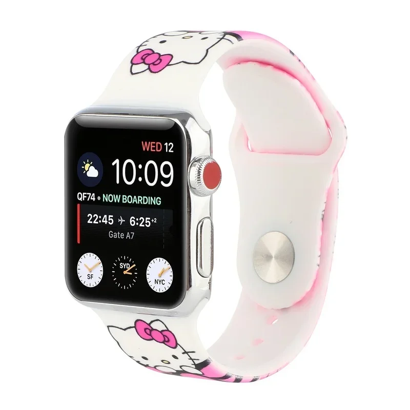 Ремешок силиконовый Hello Kitty для IWatch Series 7 3 4 5 6 Se умный Браслет наручных часов Apple Watch