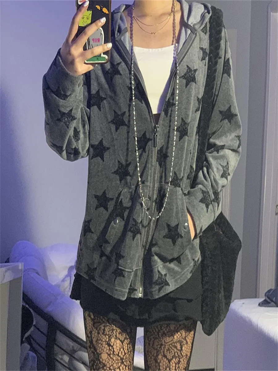 Women Vintage 90s Aesthetic Hoodies Stars Print Long Sleeve Zip Up Sweatshirt Spring Autumn Outwear y2k Harajuku Streetwear
Women Vintage 90s Aesthetic Hoodies Stars Print Long Sleeve Zip Up Sweatshirt Spring Autumn Outwear y2k Harajuku Streetwear