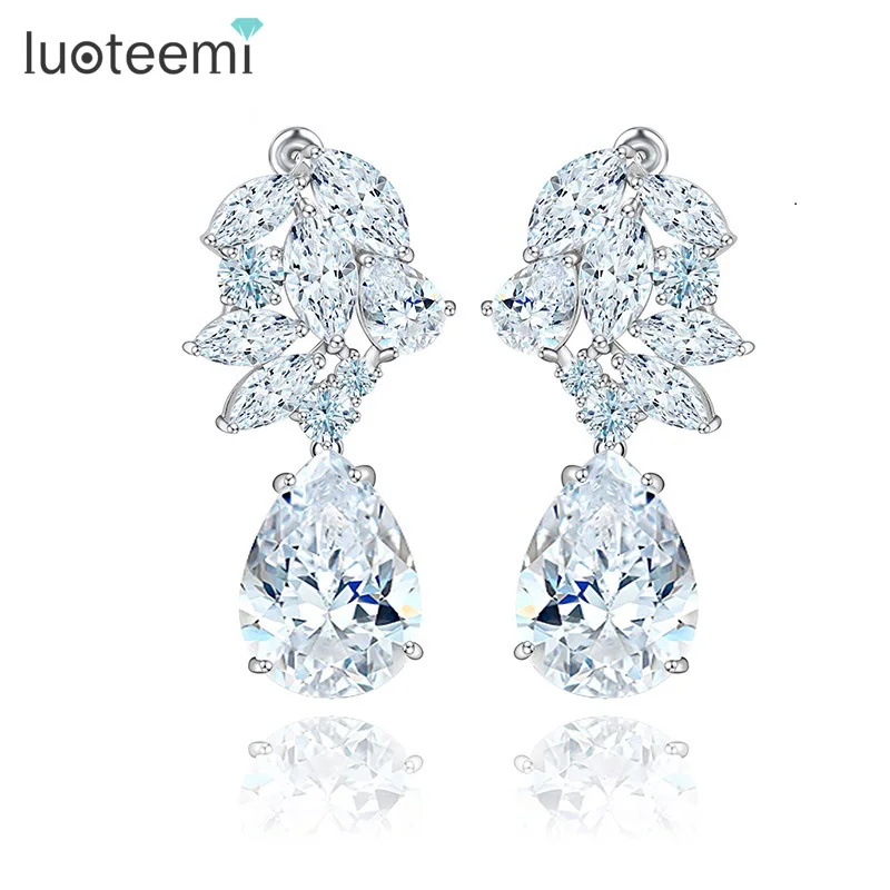 LUOTEEMI Elegant Water Drop Shaped Cubic Zirconia Crystal Bridal Long Earrings Luxury Wedding Jewelry for Girl Wholesale Item
LUOTEEMI Elegant Water Drop Shaped Cubic Zirconia Crystal Bridal Long Earrings Luxury Wedding Jewelry for Girl Wholesale Item