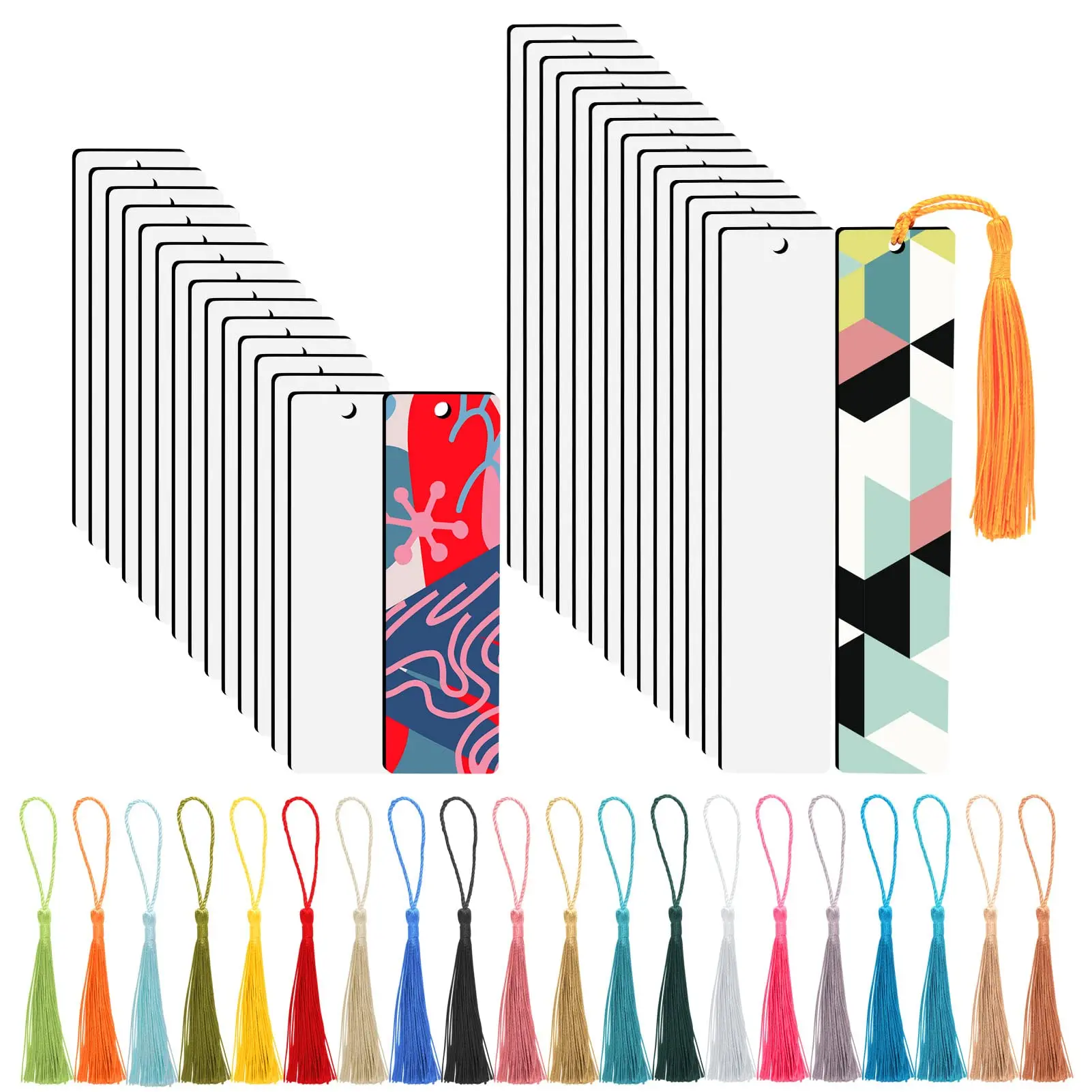40Pcs MDF Heat Transfer Sublimation Blank Bookmark DIY Bookmarks with Colorful Tassels for Keychains Craft Projects Birthday
40Pcs MDF Heat Transfer Sublimation Blank Bookmark DIY Bookmarks with Colorful Tassels for Keychains Craft Projects Birthday