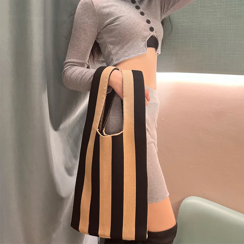 Knitted Fabric Women Handbag Stripes Design Eco Small Shopping Bag Decoration Purse Contrast Colors Woolen Cloth Tote For Ladies
Knitted Fabric Women Handbag Stripes Design Eco Small Shopping Bag Decoration Purse Contrast Colors Woolen Cloth Tote For Ladies