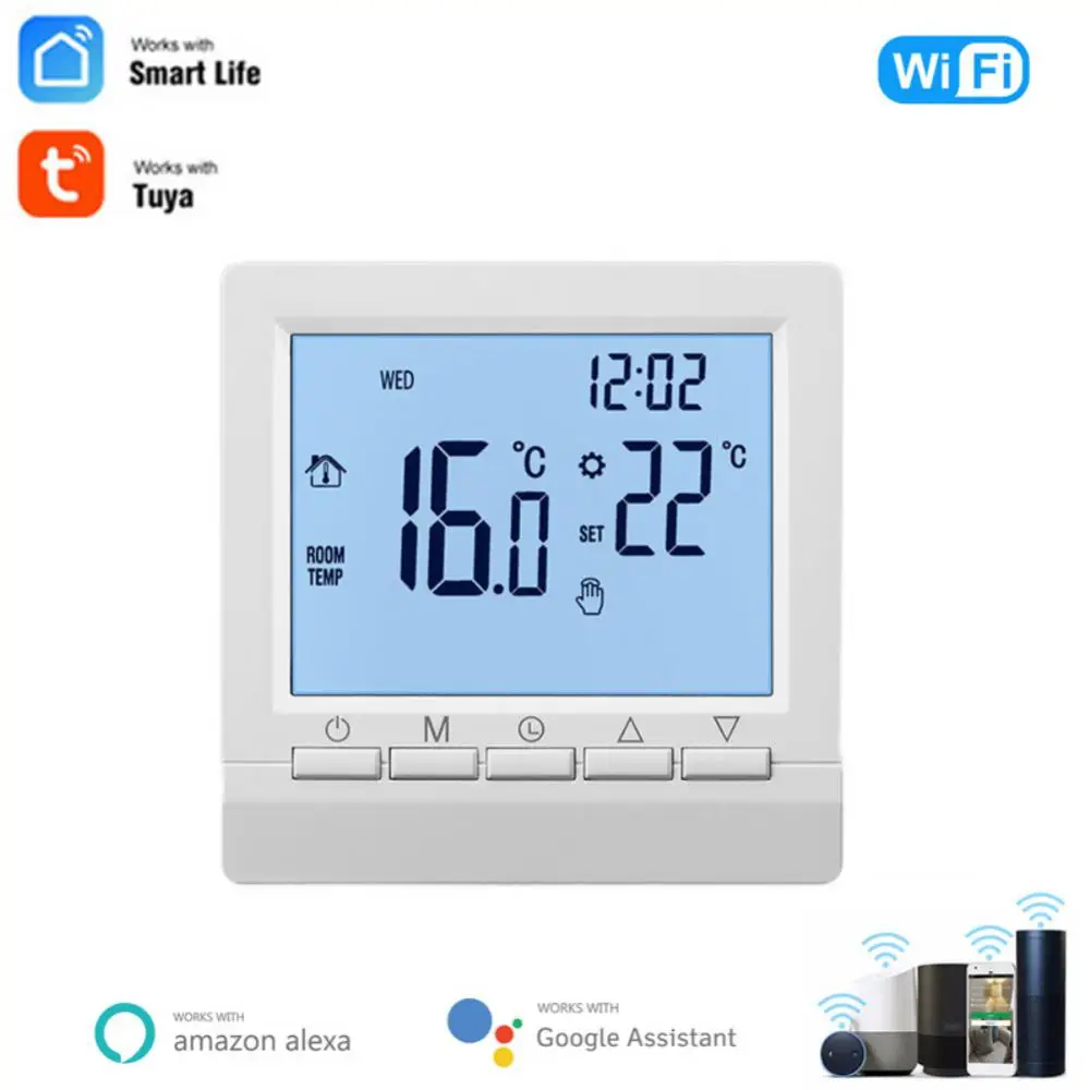 

16a/3a Electric Floor Heating Switch Programmable Smart Thermostat Voice Control Lcd Touch Screen Boiler Thermostat New Tuya