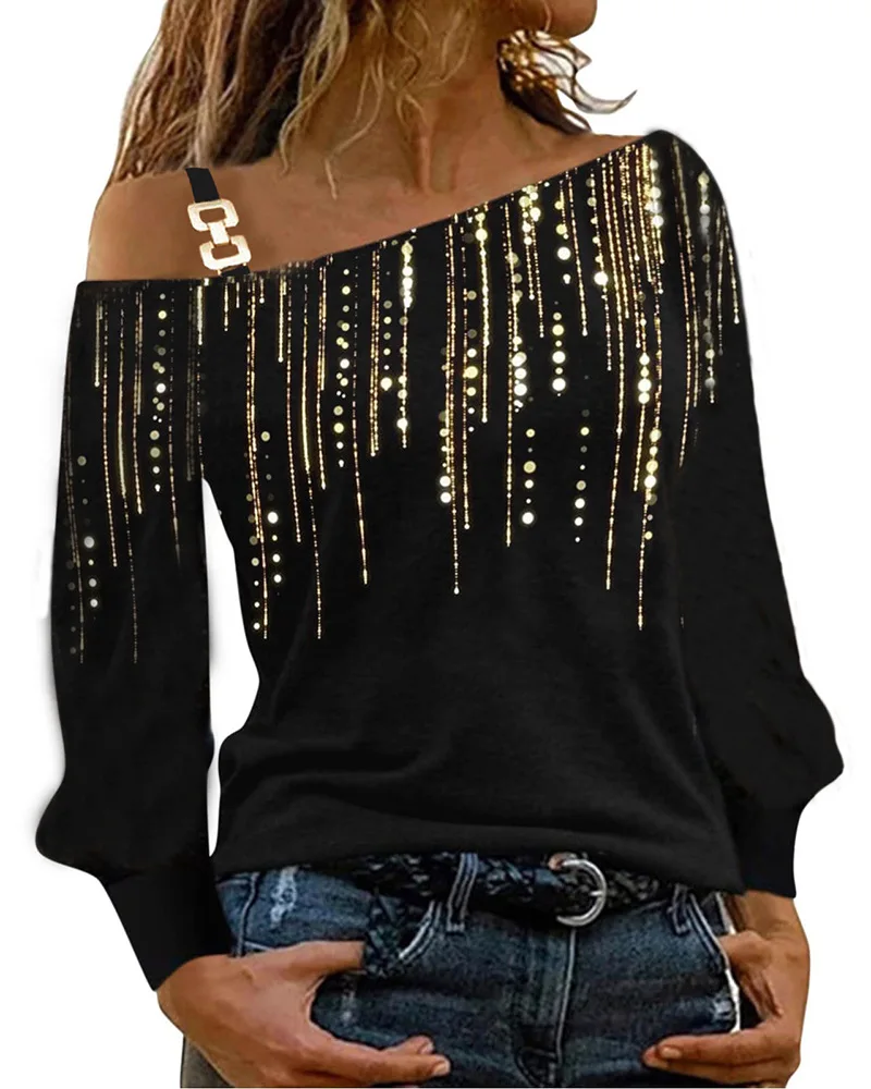 Contrast Sequin Cold Shoulder Top Women Full Sleeve Fashion Casual Spring Summer Tops T Shirt
Contrast Sequin Cold Shoulder Top Women Full Sleeve Fashion Casual Spring Summer Tops T Shirt