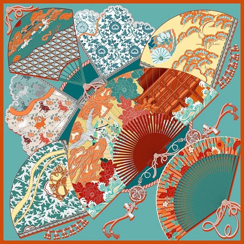 Luxury Mulberry Silk Scarf 16 Mommy Twill Paréos135*135cm Double-sided Print Scarves Bandana Retro Fan Pattern Women's Scarf
Luxury Mulberry Silk Scarf 16 Mommy Twill Paréos135*135cm Double-sided Print Scarves Bandana Retro Fan Pattern Women's Scarf