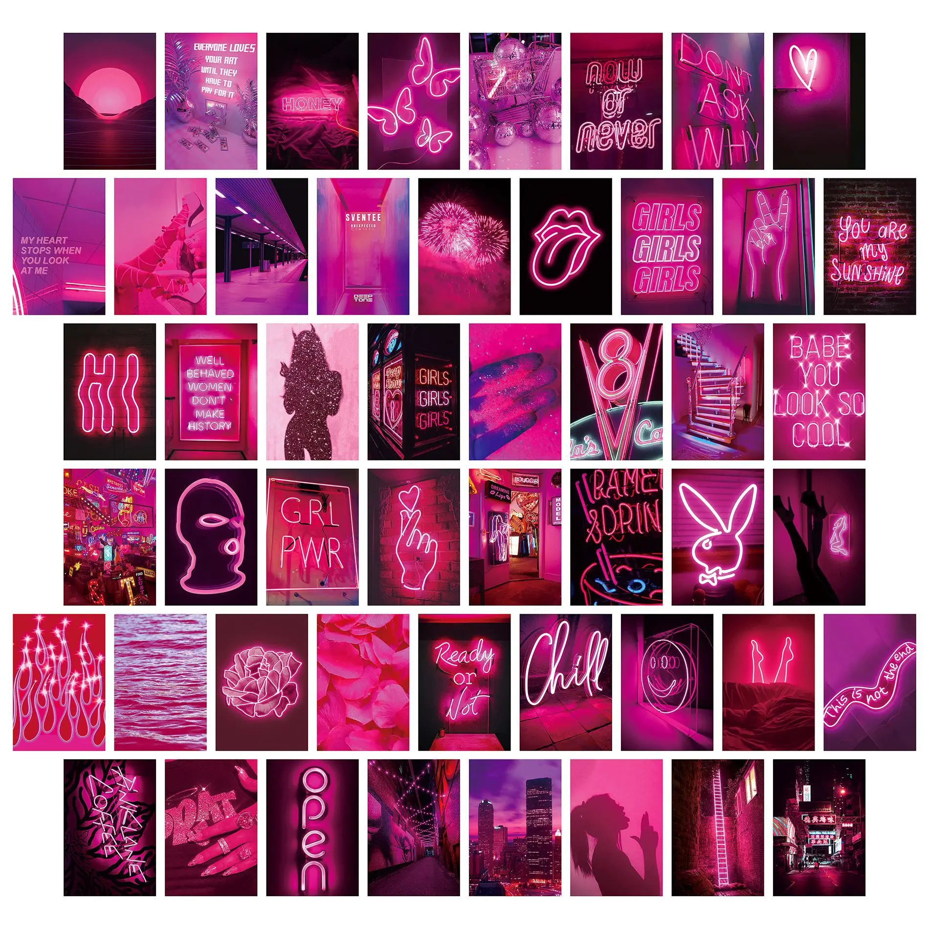 Purple Pink Photo Wall Poster Card Collage Kits Fashion Dorm Living Room Decor 50PCS Neon Postcard Photo Collage Set
Purple Pink Photo Wall Poster Card Collage Kits Fashion Dorm Living Room Decor 50PCS Neon Postcard Photo Collage Set
