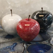 Handmade Marble Home Decor Apple-shape Decoration for Office Table Birthday Marble Apples Multi-color Good Luck Dropshipping