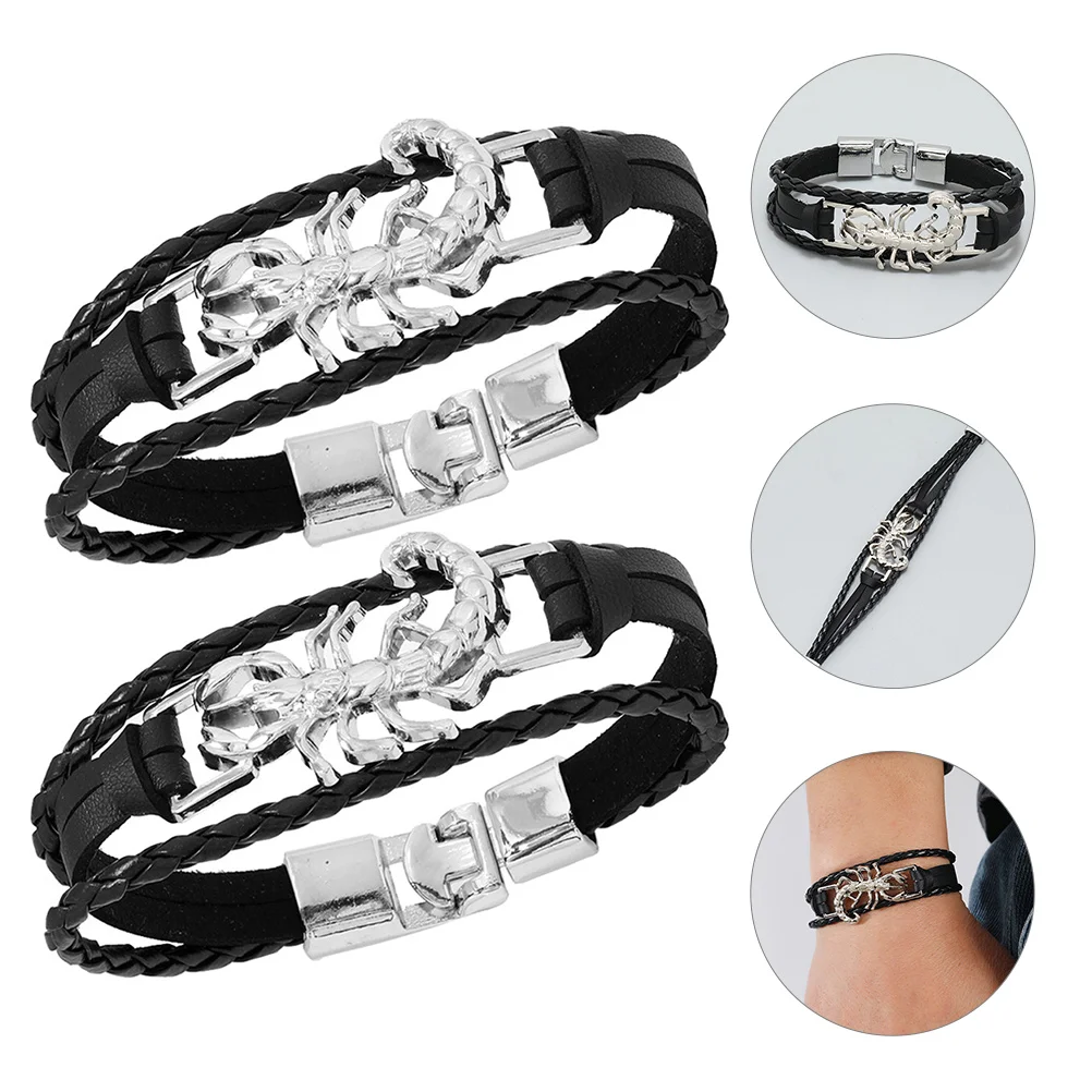 

Bracelet Scorpion Layered Bracelets Men Cosplay Accessories Personalized Mens Wrap Stainless Steel Braided