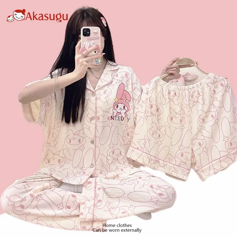 New Kawaii Summer Sanrio Three-Piece Cotton Pajamas My Melody Hello Kitty Kuromi Cute Home Clothes Comfortable Soft Breathable
New Kawaii Summer Sanrio Three-Piece Cotton Pajamas My Melody Hello Kitty Kuromi Cute Home Clothes Comfortable Soft Breathable