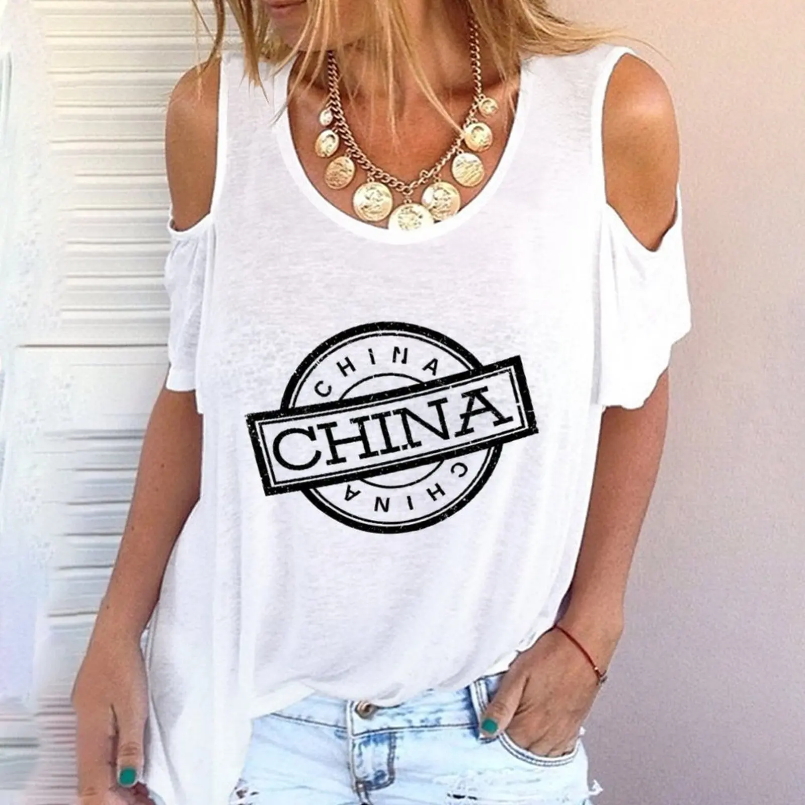 Summer 2022 New Women's White off-the-shoulder T-shirt Women's casual top Fashion trend affordable women's off-the-shoulder
Summer 2022 New Women's White off-the-shoulder T-shirt Women's casual top Fashion trend affordable women's off-the-shoulder