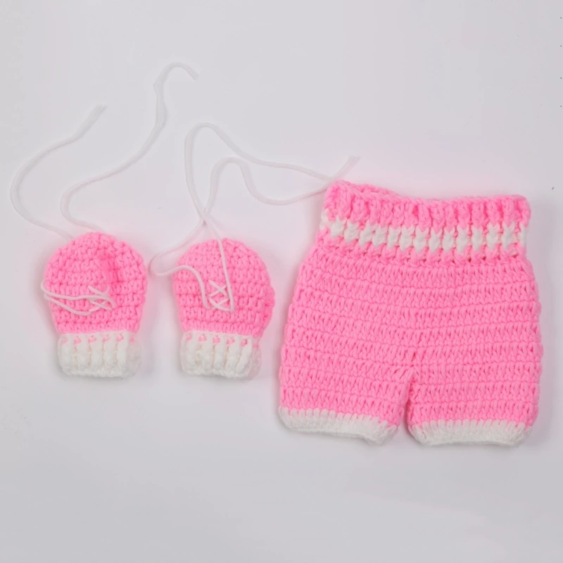 

0-3month Baby Crochet Boxing Suit Photography Props Newborn Photo Cool 40JC