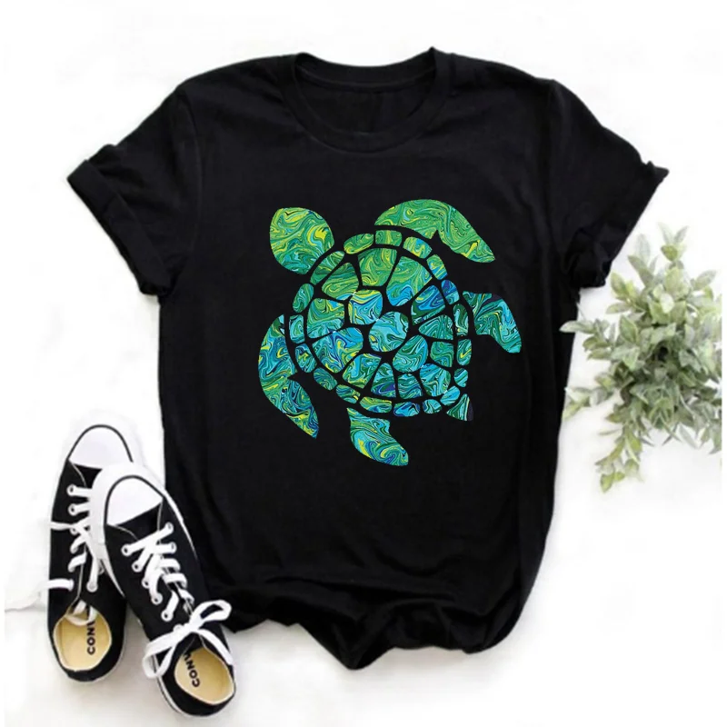 Sea Turtle Print T-shirt Women O-Neck Short Sleeve Loose T-shirt Women Clothes Blusas Mujer
Sea Turtle Print T-shirt Women O-Neck Short Sleeve Loose T-shirt Women Clothes Blusas Mujer