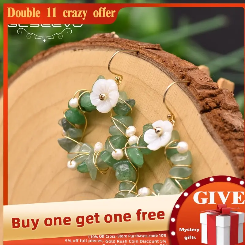 GLSEEVO Natural Tangling Jade Women's Drop Earrings Handmade Flower Crystal Dangle Hoops Earrings Luxury Fine Jewellery GE0962B
GLSEEVO Natural Tangling Jade Women's Drop Earrings Handmade Flower Crystal Dangle Hoops Earrings Luxury Fine Jewellery GE0962B