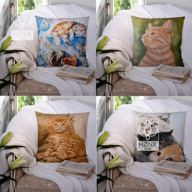 Home Pillowcase Oil Painting Cat Cushion Art Gold Pattern Print Polyester Peachskin Throw Pillows for Car Sofa Home Decor Cover
Home Pillowcase Oil Painting Cat Cushion Art Gold Pattern Print Polyester Peachskin Throw Pillows for Car Sofa Home Decor Cover