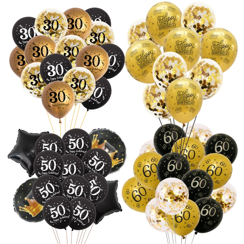 10Pcs Gold Black 18 30 40 50 60 Year Old Latex Birthday Balloon Adult Happy Birthday Party Anniversary Party Decoration
10Pcs Gold Black 18 30 40 50 60 Year Old Latex Birthday Balloon Adult Happy Birthday Party Anniversary Party Decoration