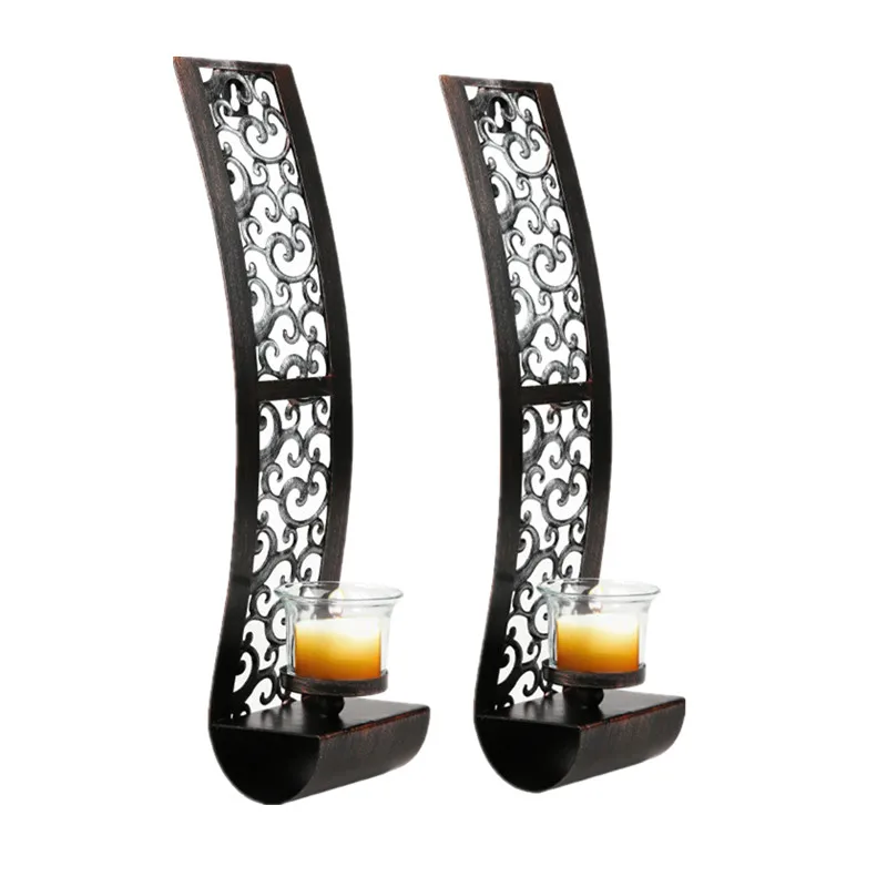 2 pcs Set Hollow Out Vintage Candle Holders Hangable Home Decoration Iron Candlestick Portavelas Wall Mounted Bougeoir
2 pcs Set Hollow Out Vintage Candle Holders Hangable Home Decoration Iron Candlestick Portavelas Wall Mounted Bougeoir