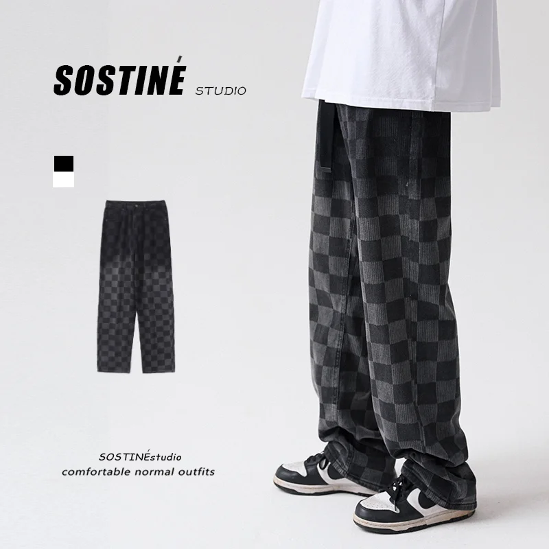 Blue Black Baggy Plaid Jeans Men Fashion Casual Wide Leg Jeans Men Streetwear Loose Hip Hop Straight Denim Pants Mens Trousers
Blue Black Baggy Plaid Jeans Men Fashion Casual Wide Leg Jeans Men Streetwear Loose Hip Hop Straight Denim Pants Mens Trousers