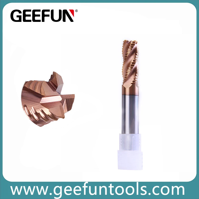 GEEFUN High Quality Carbide Roughing Square End Mills With 4 Flutes Solid Carbide Roughing End Mill Milling Cutter
GEEFUN High Quality Carbide Roughing Square End Mills With 4 Flutes Solid Carbide Roughing End Mill Milling Cutter