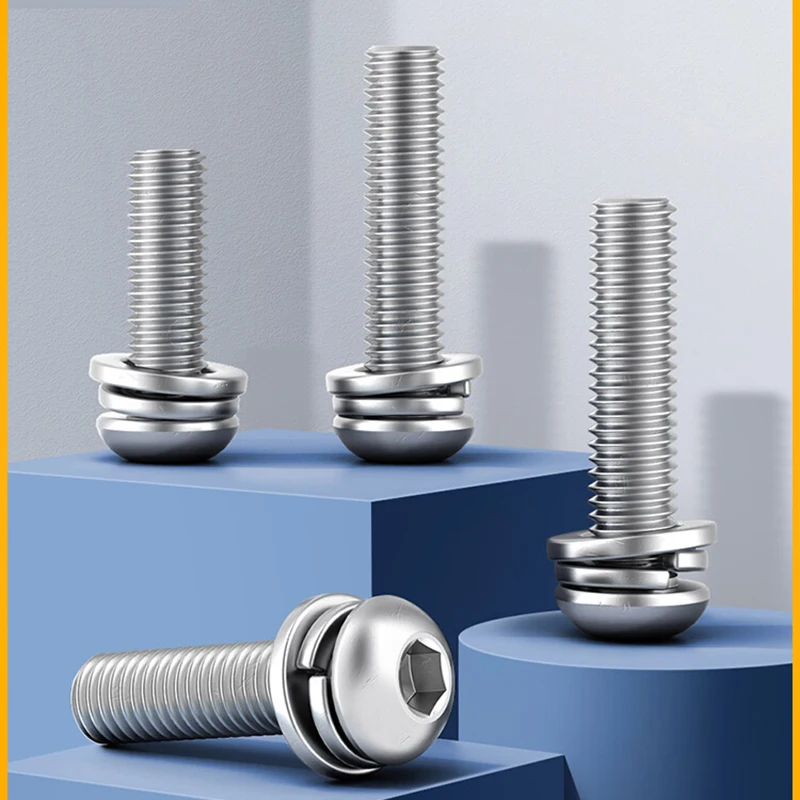 10Pcs M3 M4 M5 M6 Hexagon Socket Round Pan Head Combination Small Screws 304 Stainless Steel Machine Screw Furniture Safety Bolt
10Pcs M3 M4 M5 M6 Hexagon Socket Round Pan Head Combination Small Screws 304 Stainless Steel Machine Screw Furniture Safety Bolt
