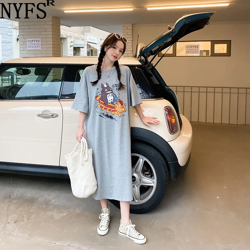 Женское платье с коротким рукавом NYFS, длинное корейское платье с мультяшным принтом, лето 2022
Женское платье с коротким рукавом NYFS, длинное корейское платье с мультяшным принтом, лето 2022