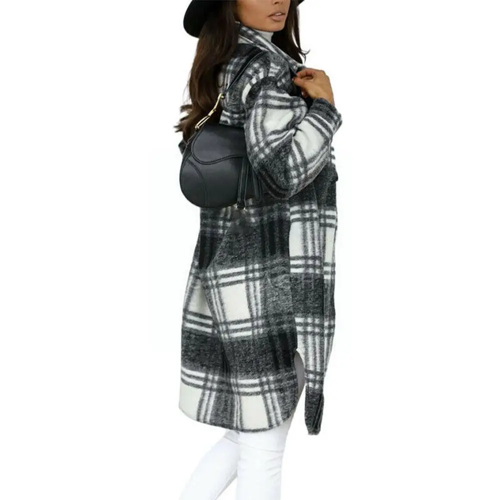 Autumn And Winter Warm Women Shirt Coat Fashion Plaid Printing Down Mid-length Clothes Collar Coat Single-breasted Casual T M0h9
Autumn And Winter Warm Women Shirt Coat Fashion Plaid Printing Down Mid-length Clothes Collar Coat Single-breasted Casual T M0h9