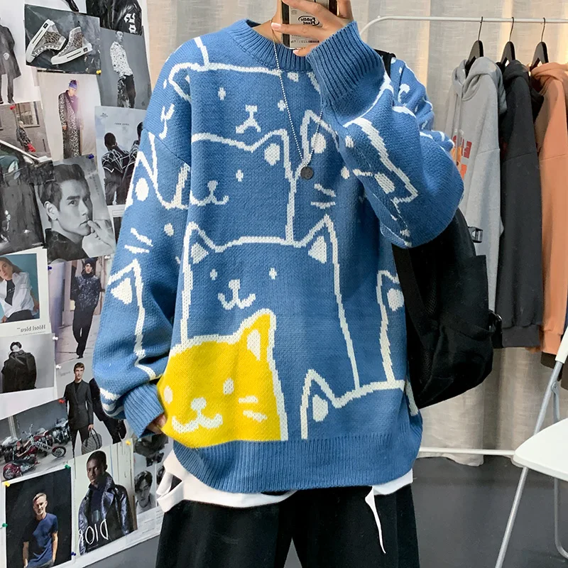 E BOY Pullovers Men Loose Cartoon Pattern Casual Student Knitted Fashion Korean All-match Streetwear Warm Vintage Harajuku Ins
E BOY Pullovers Men Loose Cartoon Pattern Casual Student Knitted Fashion Korean All-match Streetwear Warm Vintage Harajuku Ins