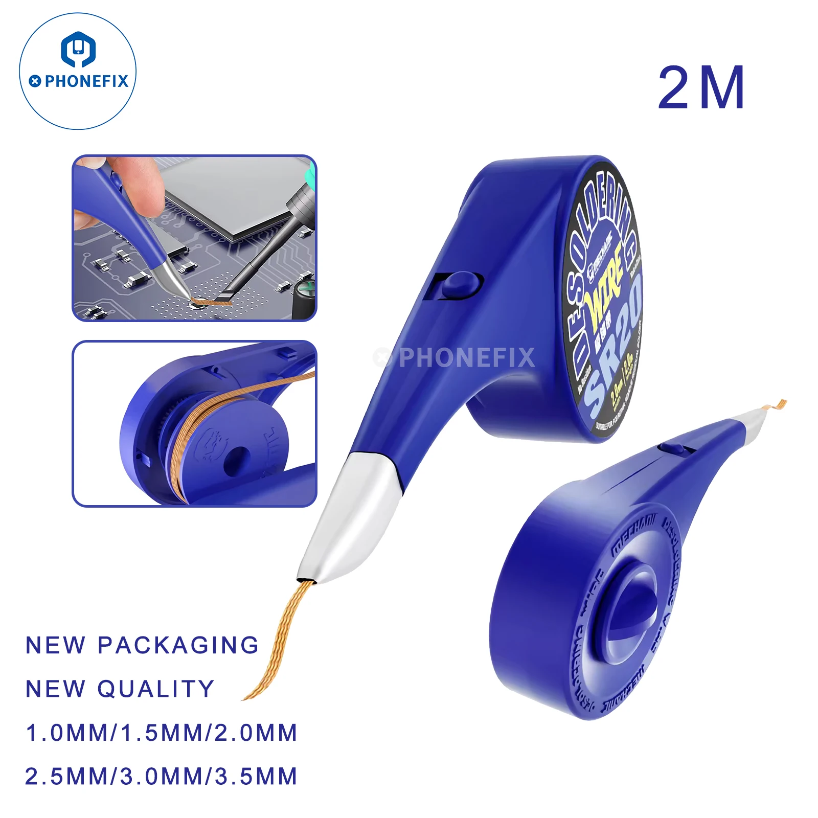 Провод для распайки MECHANIC SR20 для удаления остаточного припоя 1,0 2,0 3,5 мм, ширина 2 м, для поглощения олова электронных компонентов
Провод для распайки MECHANIC SR20 для удаления остаточного припоя 1,0 2,0 3,5 мм, ширина 2 м, для поглощения олова электронных компонентов