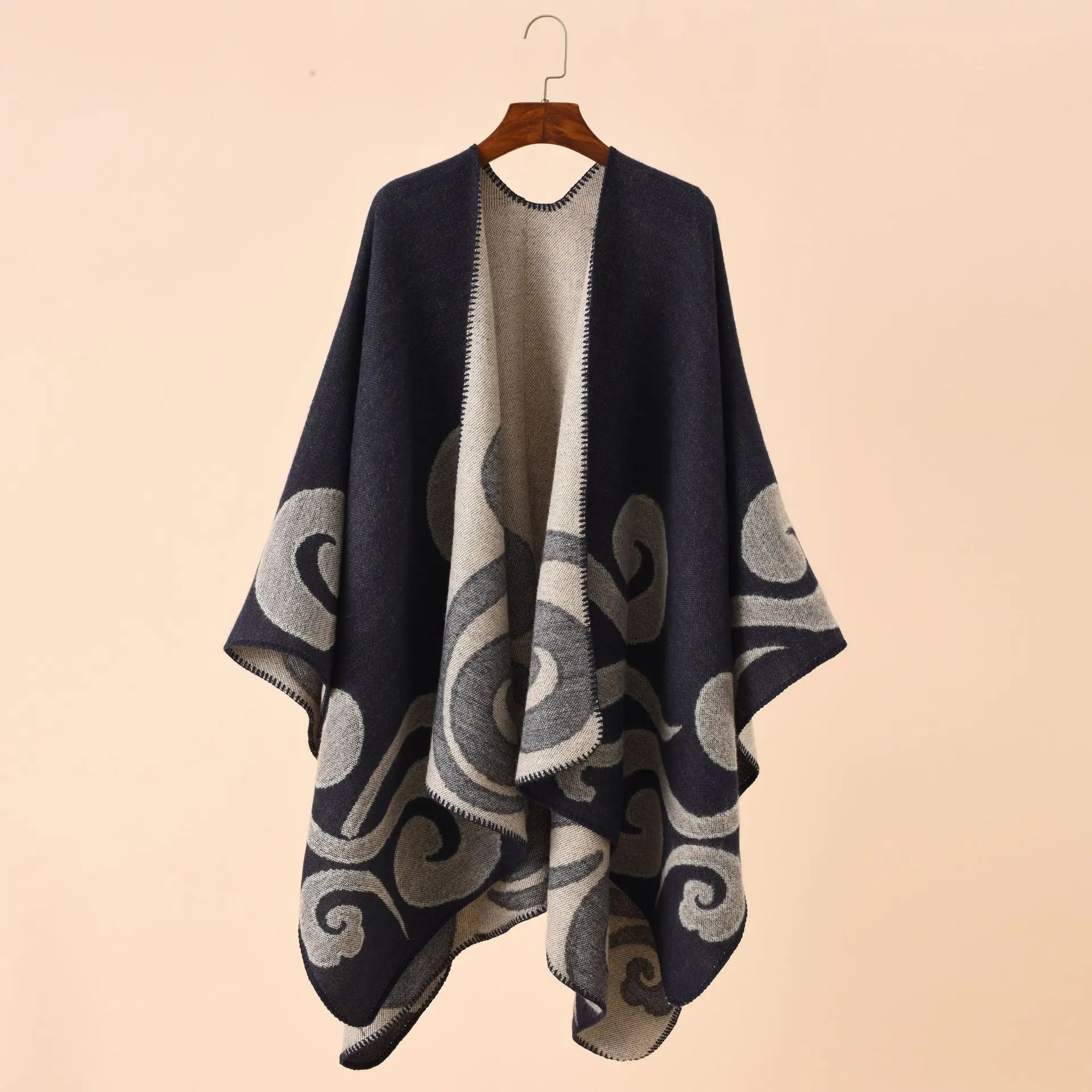 

2023 Autumn And Winter New Shawls Europe And The United States Street Xiangyun Pattern Herryl Imitation Cashmere Warm Shawls 068