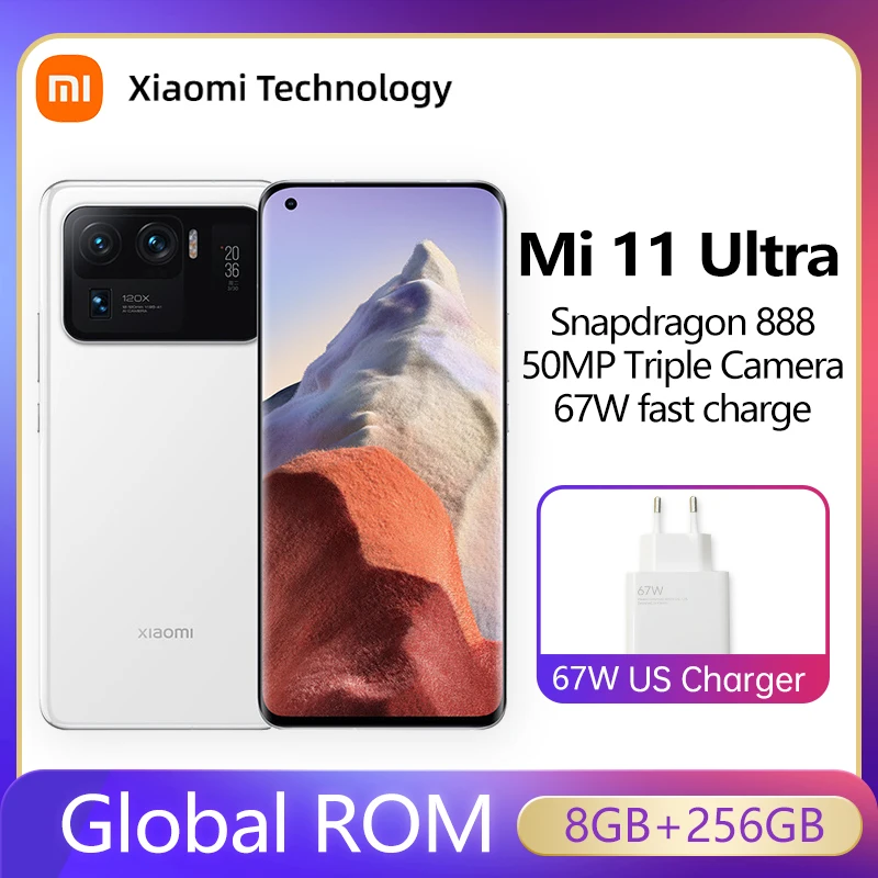 Rom global Xiaomi Mi 11 Ultra 256GB / 512GB 5G Telefone móvel Snapdragon 888 50MP Tripla Câmera 67W de carregamento rápido 120Hz
Rom global Xiaomi Mi 11 Ultra 256GB / 512GB 5G Telefone móvel Snapdragon 888 50MP Tripla Câmera 67W de carregamento rápido 120Hz