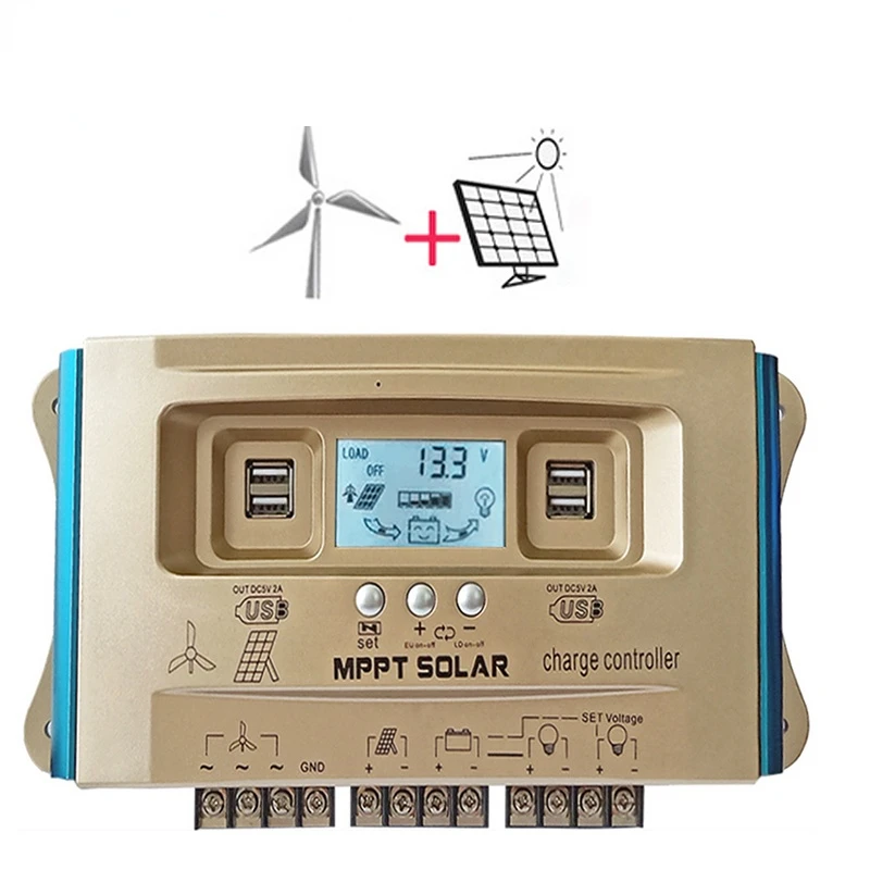 New Wind Solar Hybrid Charge Controller Dual USB Charge Wind-Solar hybrid system controller MPPT charge regulator
New Wind Solar Hybrid Charge Controller Dual USB Charge Wind-Solar hybrid system controller MPPT charge regulator