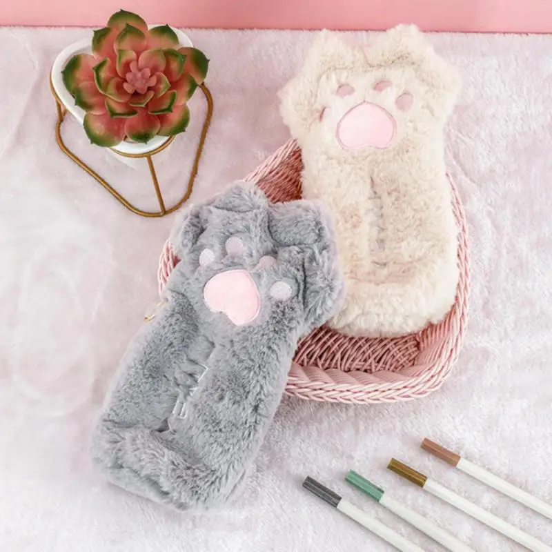 cat claw pencil case plush cosmetic bag pen holder stationery, PU leather mini environmental protection elastic pencil case 
cat claw pencil case plush cosmetic bag pen holder stationery, PU leather mini environmental protection elastic pencil case