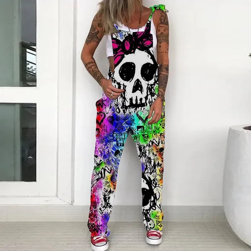 New Womens Loose Jumpsuits Casual Sleeveless Skull Sunflower Print Strap Bib Pants Street Fashion Halloween Hot Sale S-3XL 
New Womens Loose Jumpsuits Casual Sleeveless Skull Sunflower Print Strap Bib Pants Street Fashion Halloween Hot Sale S-3XL