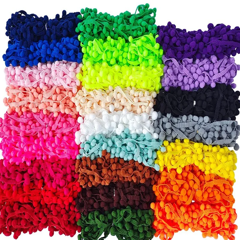 

5Yards/lot Pom Pom Lace Trim Ball Ribbon Pompom Fringe Ribbon Lace Kintted Fabric Craftc DIY Handmade Sewing Accessories