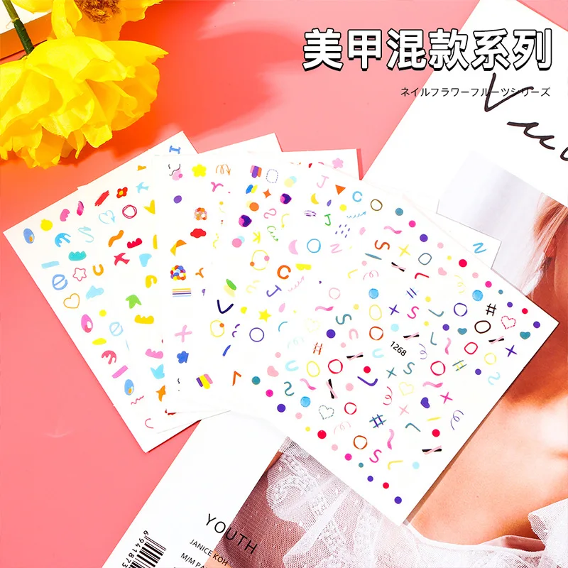 6 PCS Colorful Font Nail Stickers Mixed Designs Self-Adhesive Nail Art Sticker Letter Decals DIY Decoration for Beauty Manicure
6 PCS Colorful Font Nail Stickers Mixed Designs Self-Adhesive Nail Art Sticker Letter Decals DIY Decoration for Beauty Manicure