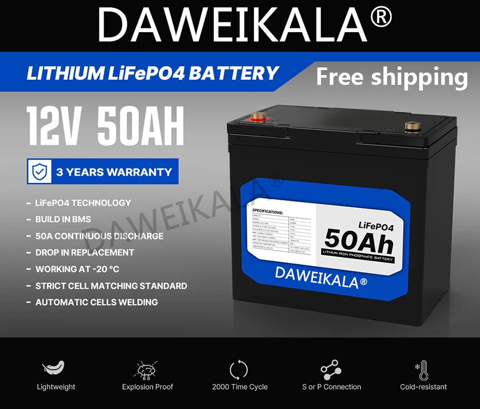 2023 New LiFePo4 Battery 12V 50Ah Lithium Iron Phosphate 24V LiFePo4 Rechargeable Batteries for Kid Scooters Boat Motor No Tax
2023 New LiFePo4 Battery 12V 50Ah Lithium Iron Phosphate 24V LiFePo4 Rechargeable Batteries for Kid Scooters Boat Motor No Tax
