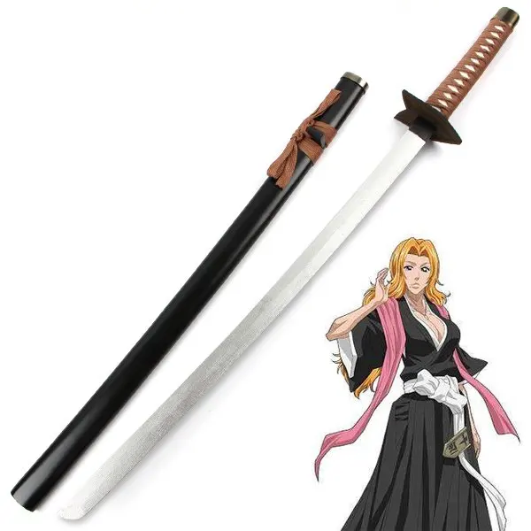 

[Funny] 100cm Cosplay Anime Bleach weapon Matsumoto Rangiku Katana wooden Sword Costume party Anime show Japan samurai sword